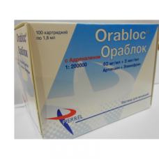 Препарат для местной, проводниковой и инфильтрационной анестезии Ораблок Артикаин Перрель 1:200000 (100 картриджей по 1,8 мл)