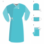 Комплект одежды и белья хирургический одноразовый КХ-1 (халат, маска, шапочка, бахилы)