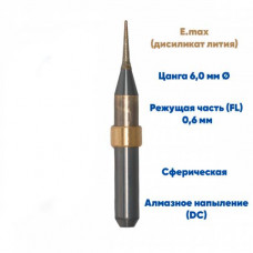 Фреза VPT для стеклокерамики Aidite AMW-400 (0.6 mm, L-10 mm, сферическая, цанга 6 мм)